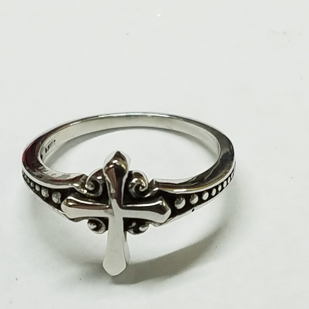 Sterling Silver Tiny Cross Ring - image 2